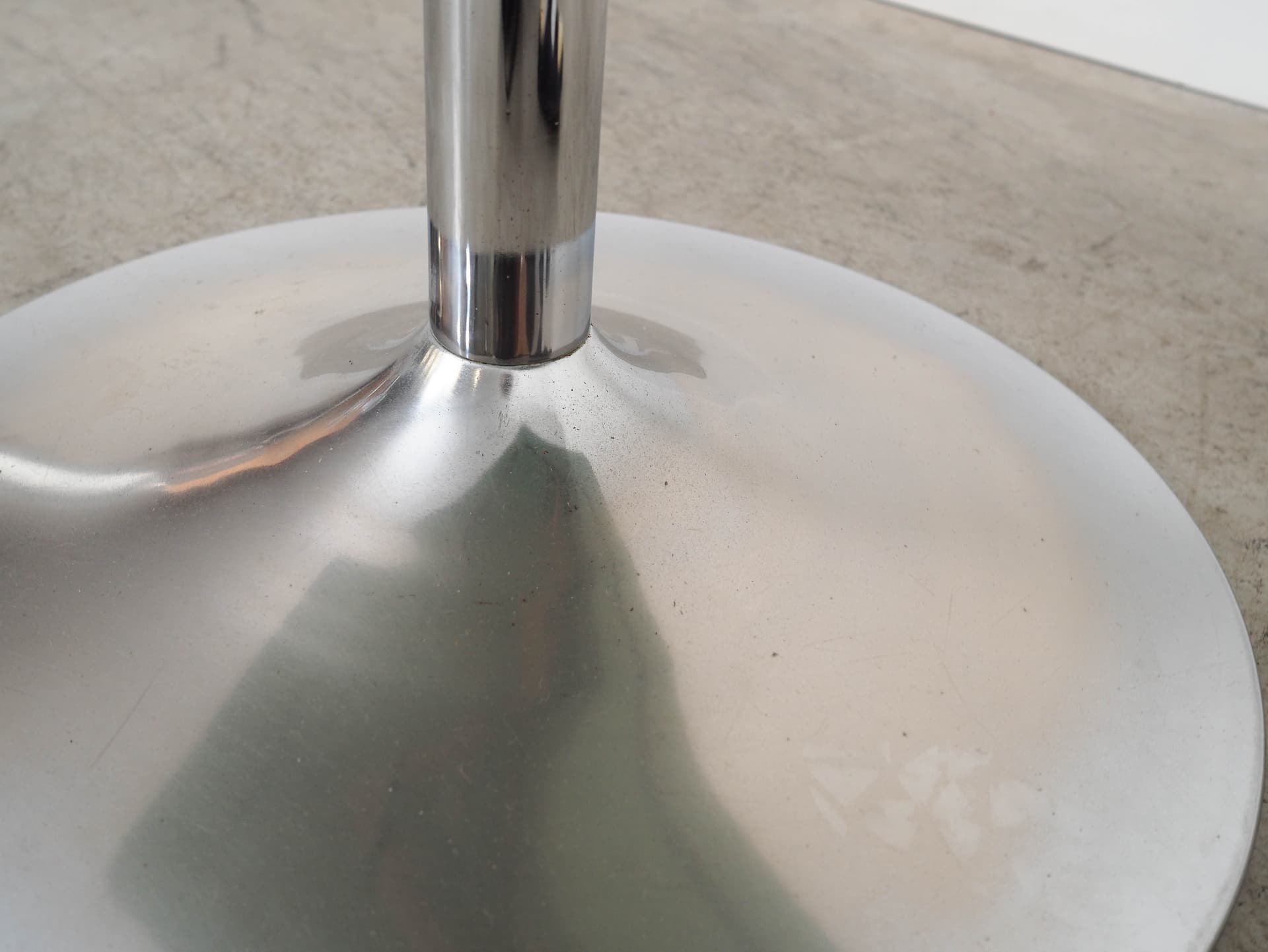 Side table, black glass, silver stainless steel, Italy, 1970s. - 325526