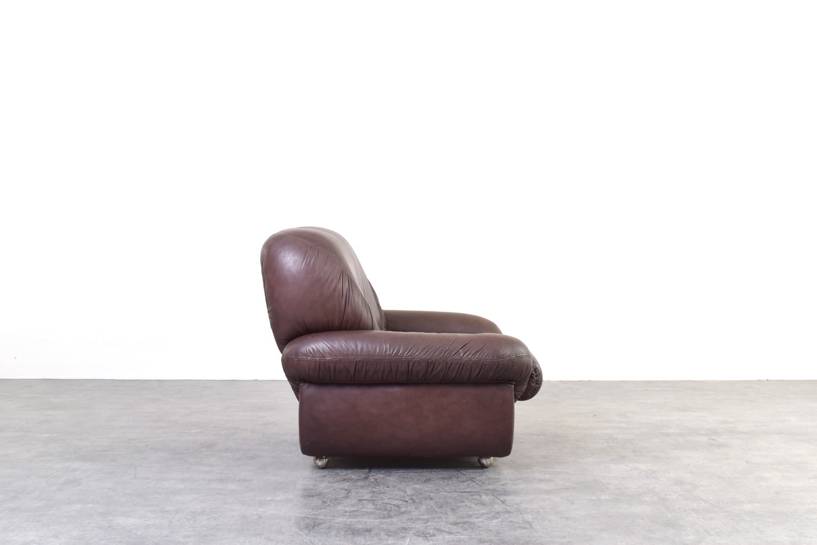 Para foteli, Space Age, skóra brązowa, metal, Włochy, lata 70. - 325599