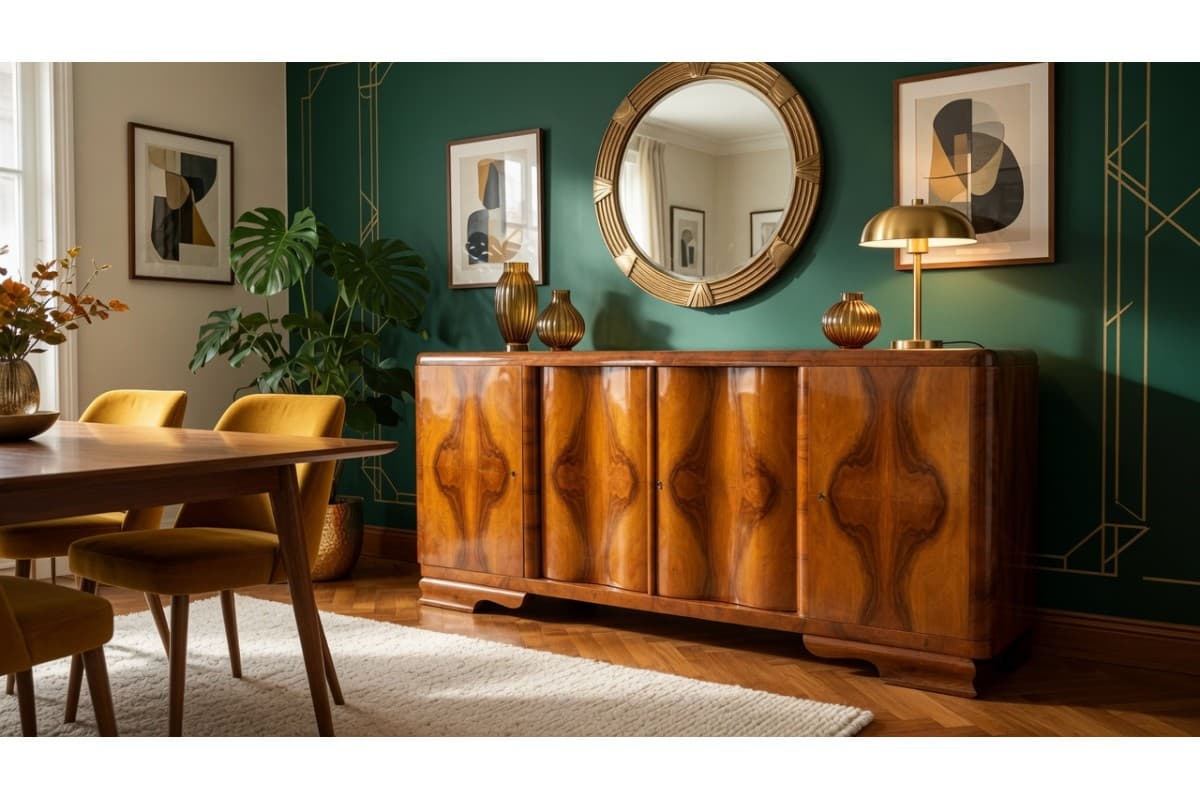 Sideboard Art Deco, brown, wood, Poland, 1940s. - 325633