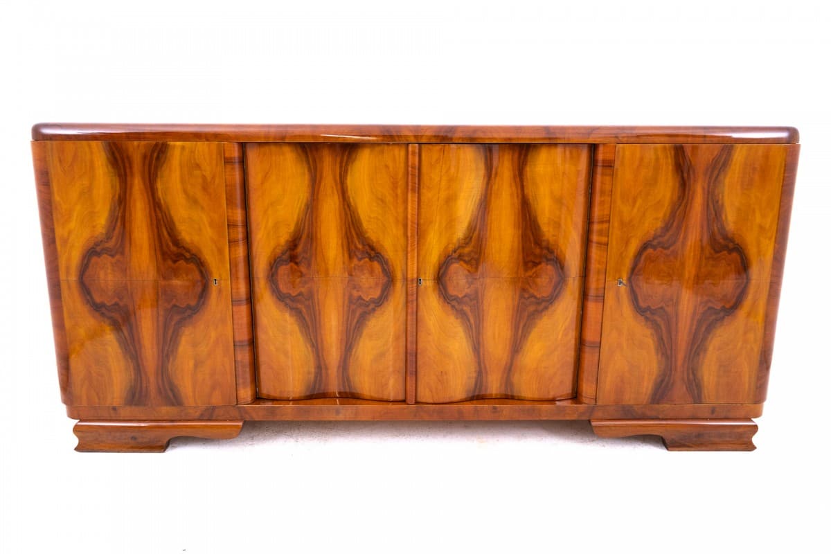 Sideboard Art Deco, brown, wood, Poland, 1940s.