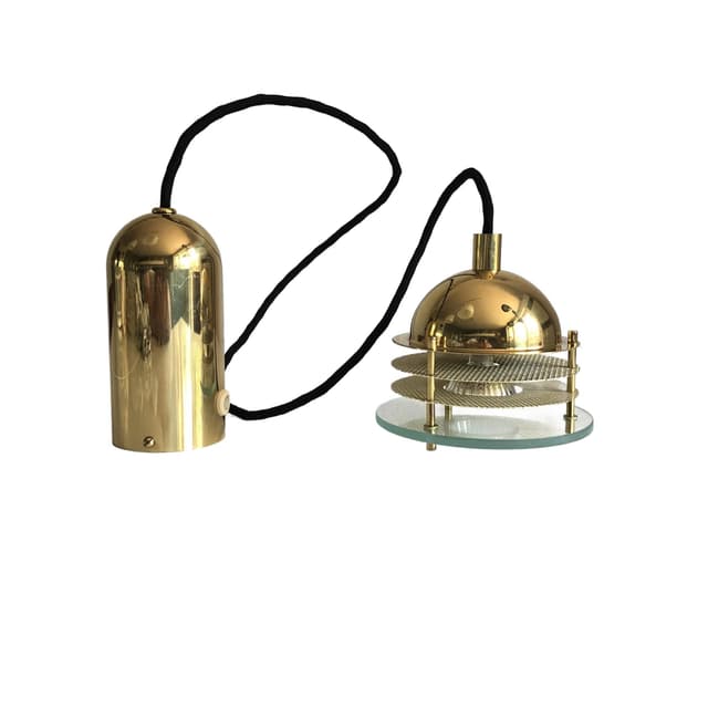 Ceiling lamp, gilded brass, glass, Germany, 1970s - DIMENSION