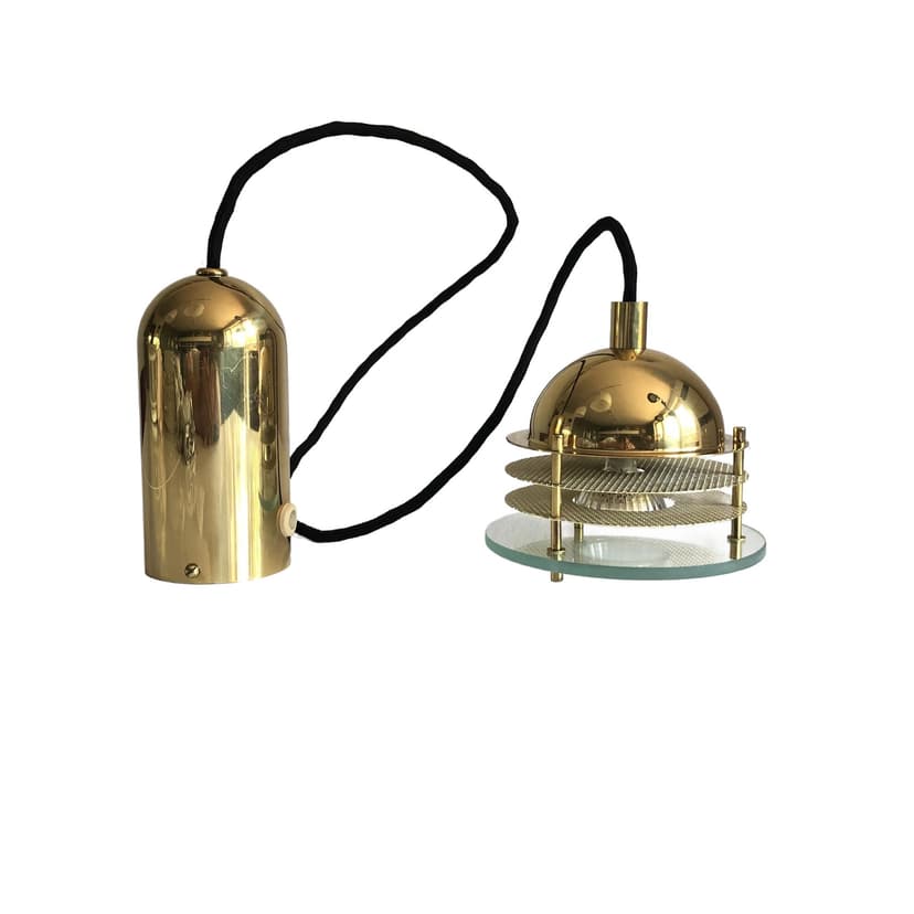 Ceiling lamp, gilded brass, glass, Germany, 1970s