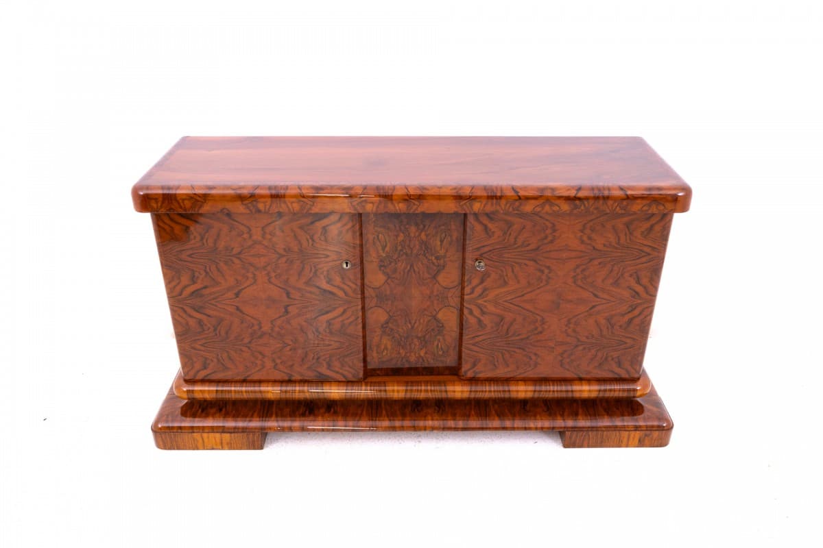 Sideboard Art Deco, brown walnut, Poland, 1930s
