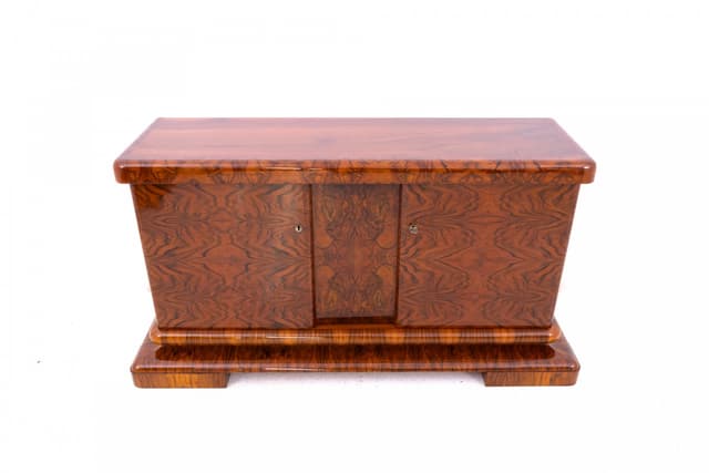 Sideboard Art Deco, brown walnut, Poland, 1930s - DIMENSION