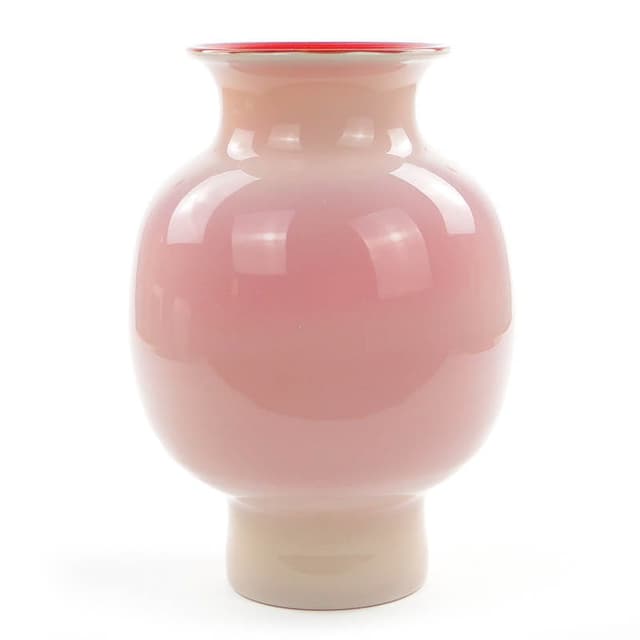 Vase Cyntia, pink soda-lime glass, by Z. Horbowy, Huta Szkła Inwald, Poland, 1970s. - DIMENSION