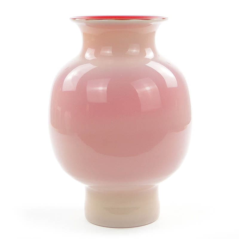 Vase Cyntia, pink soda-lime glass, by Z. Horbowy, Huta Szkła Inwald, Poland, 1970s.