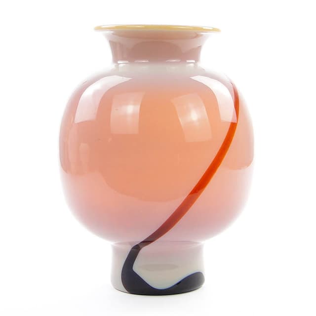 Vase Cyntia, pink colored soda-lime glass, by Z. Horbowy, Huta Szkła Inwald, Poland, 1970s. - DIMENSION