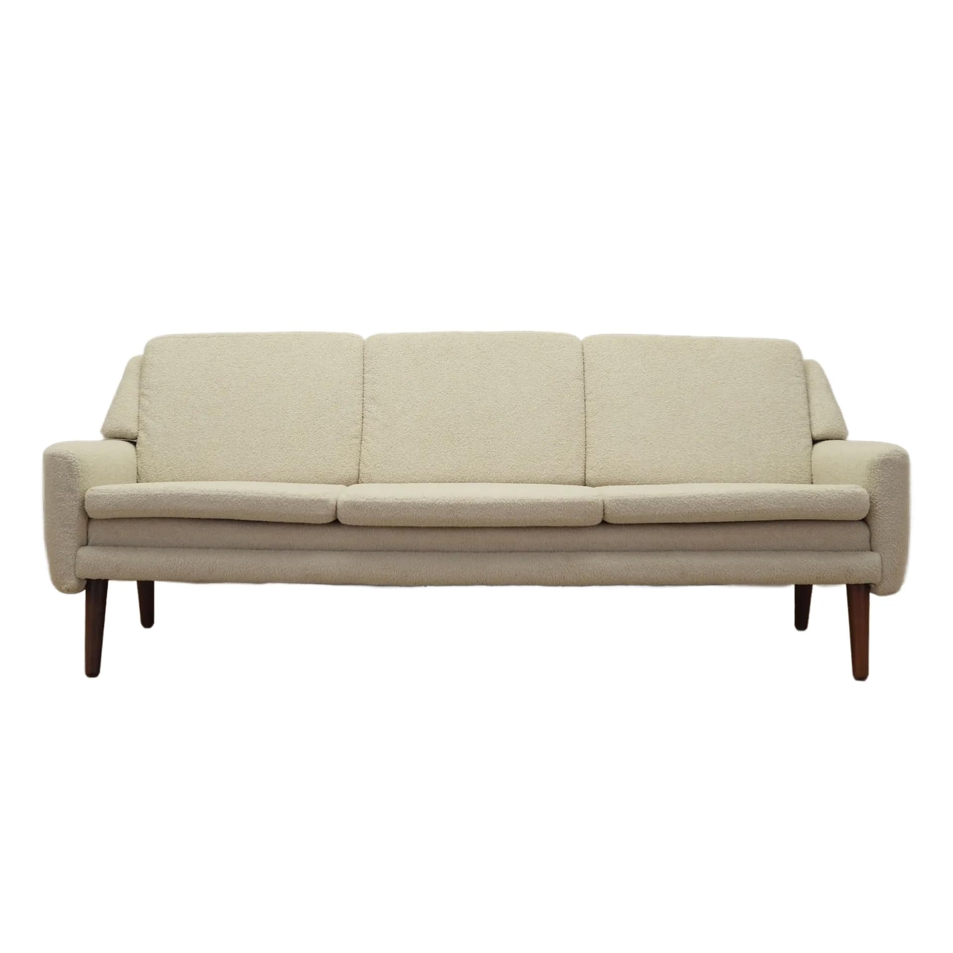 Sofa, beige boucle, rosewood, Denmark, 1970s