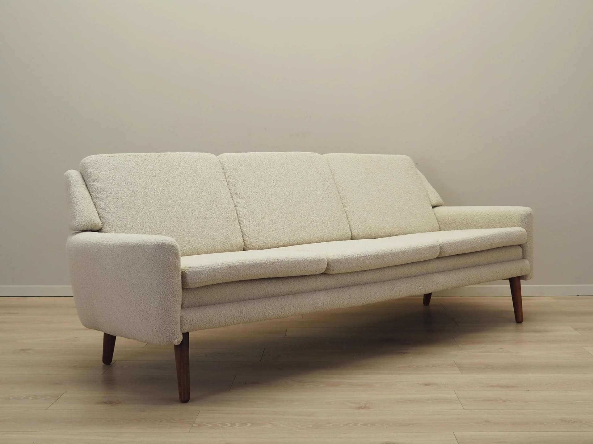Sofa, beige boucle, rosewood, Denmark, 1970s - 24242
