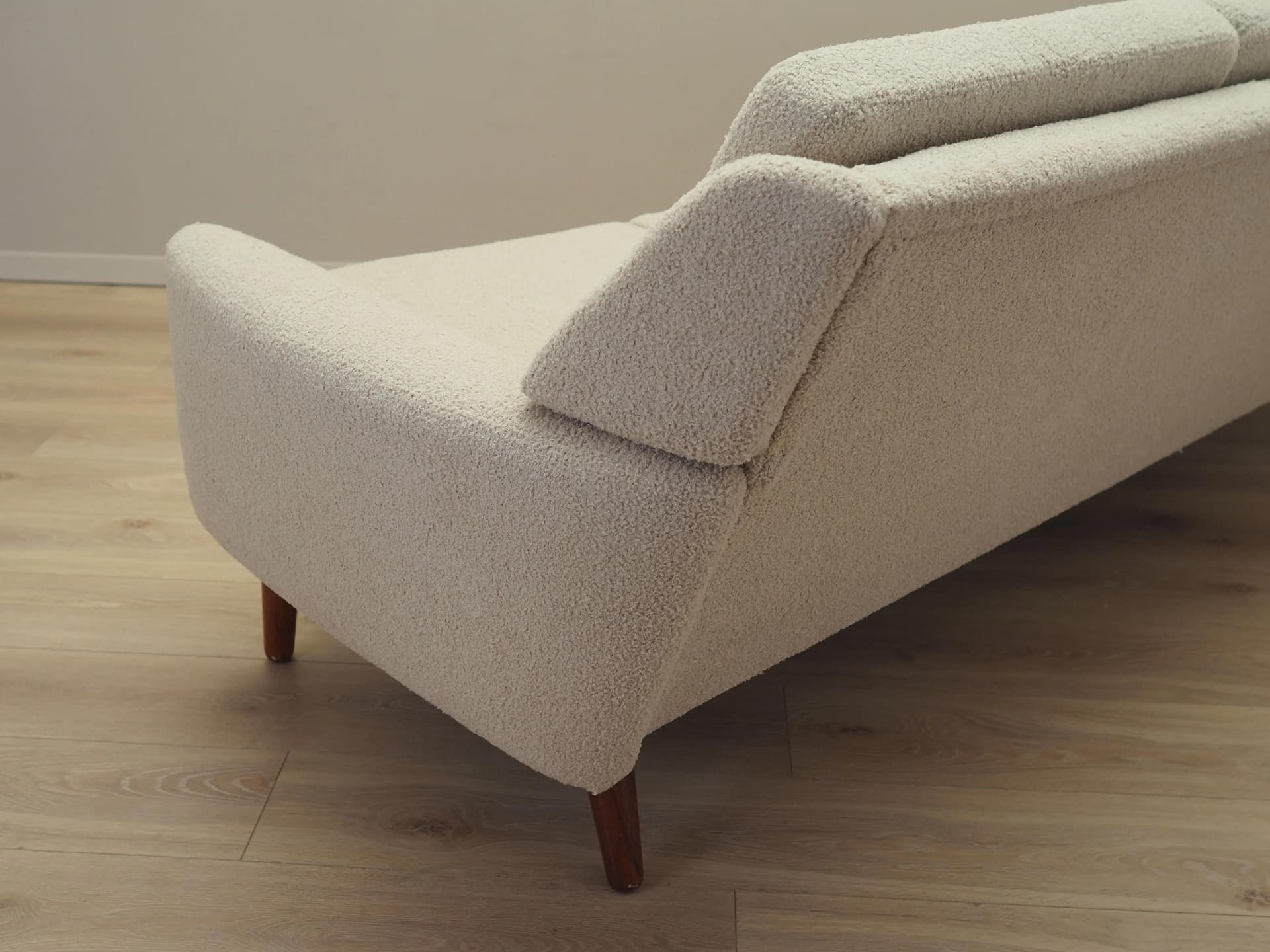 Sofa, beige boucle, rosewood, Denmark, 1970s - 24245