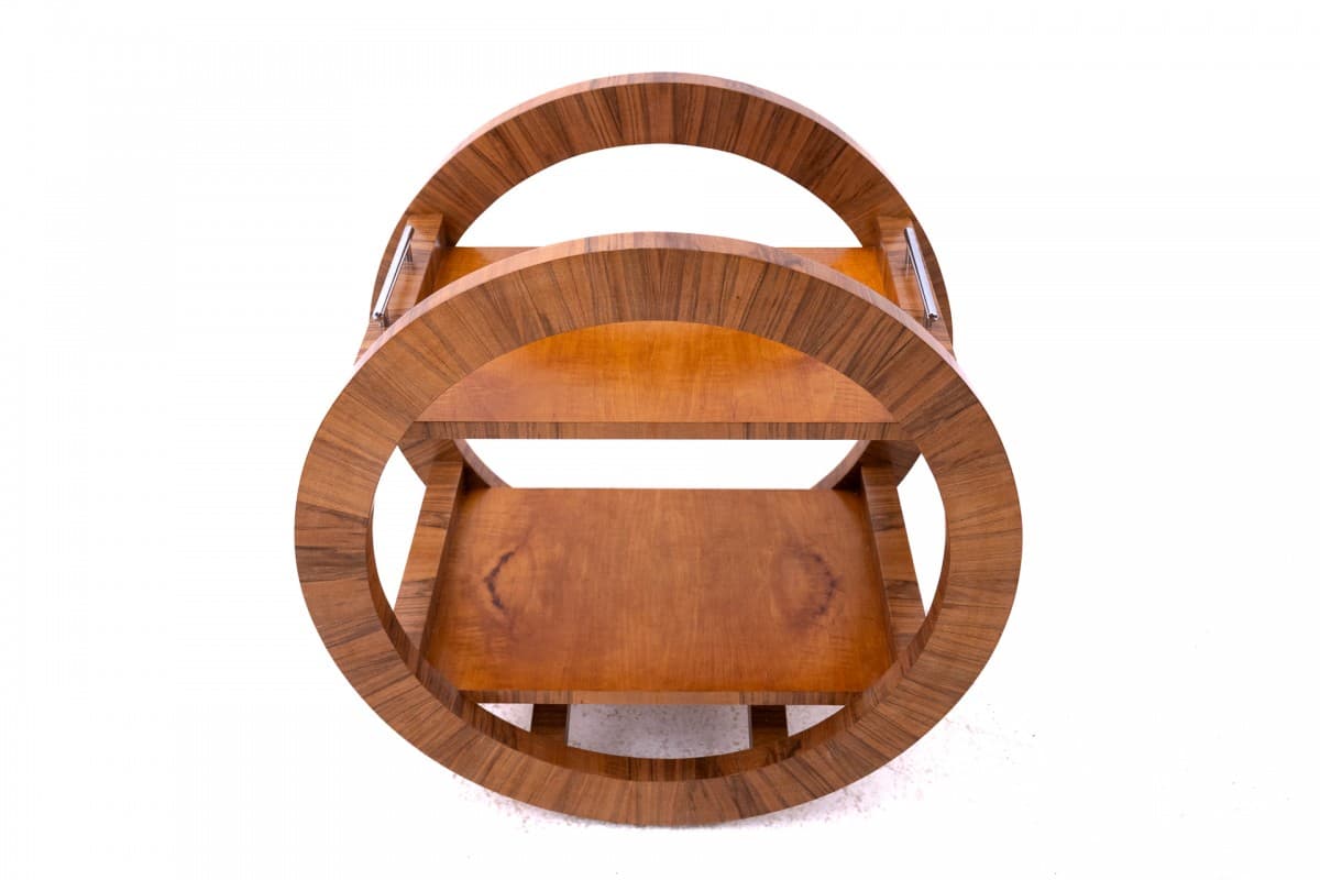 Barek Art Deco, orzech brązowy, metal srebrny, Polska, lata 50. - 325811