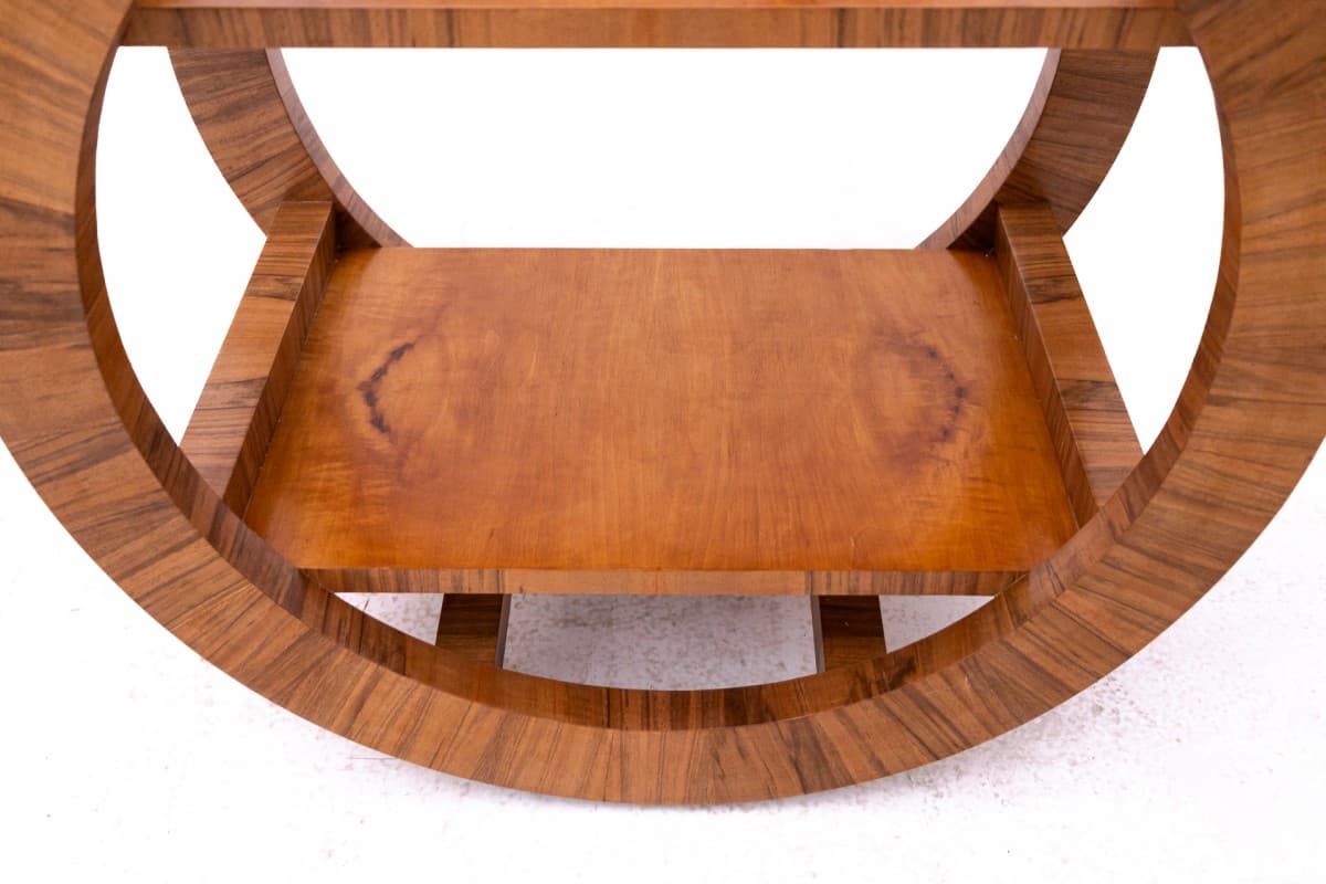 Barek Art Deco, orzech brązowy, metal srebrny, Polska, lata 50. - 325817