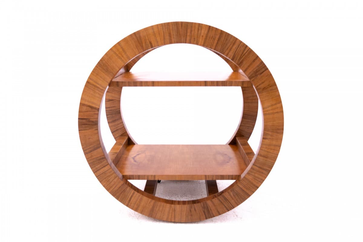 Barek Art Deco, orzech brązowy, metal srebrny, Polska, lata 50. - 325812