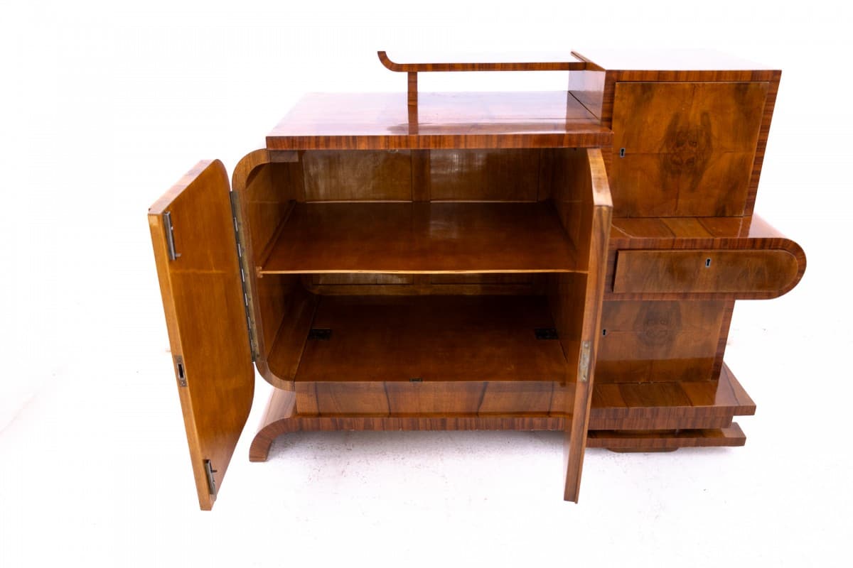 Komoda Art Deco, orzech brązowy, Polska, lata 30. - 325830