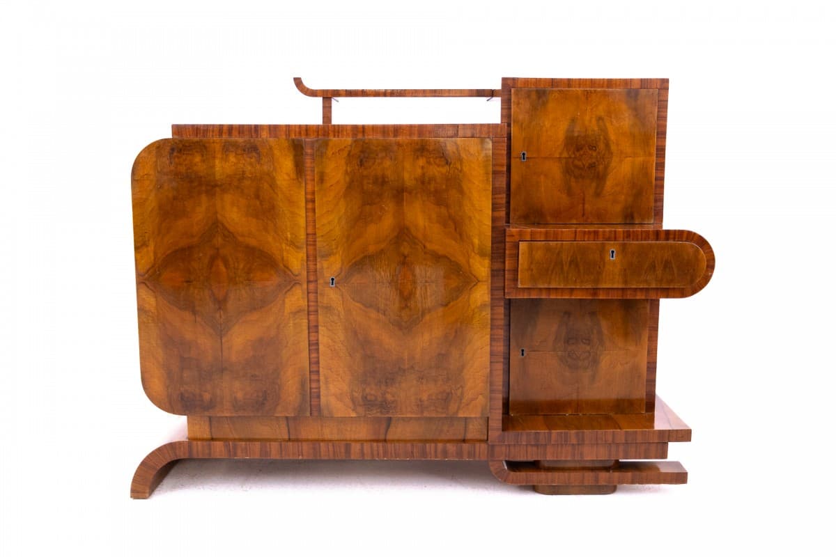 Komoda Art Deco, orzech brązowy, Polska, lata 30. - 325826