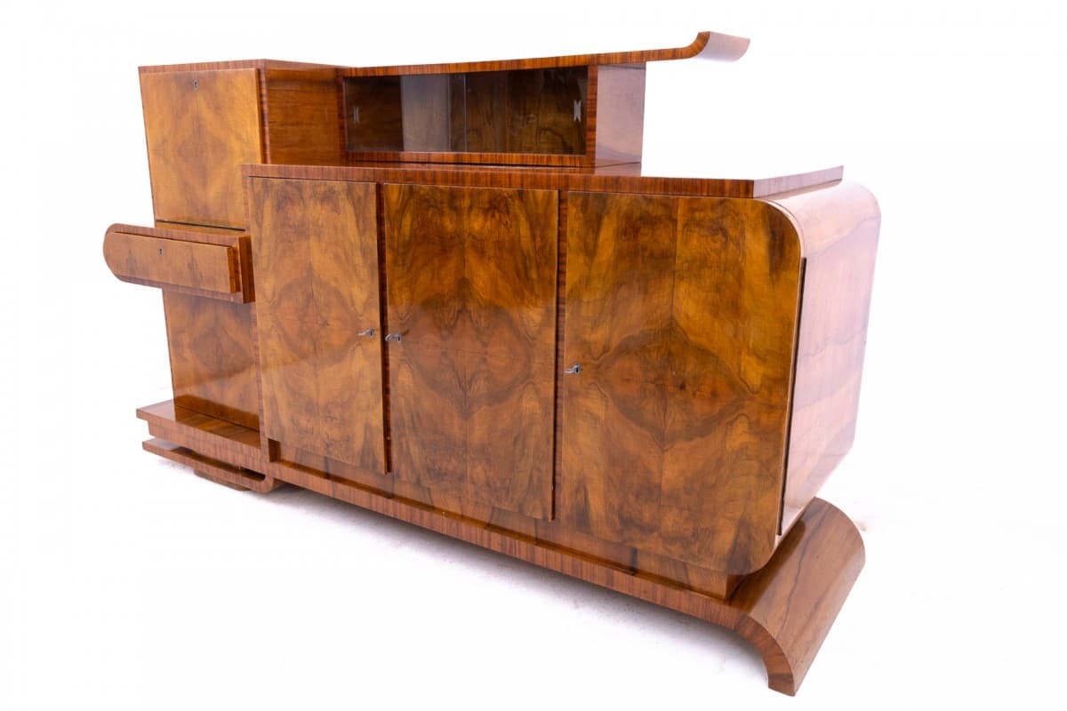 Bufet Art Deco, brązowy, orzech, Polska, lata 30. - 325849