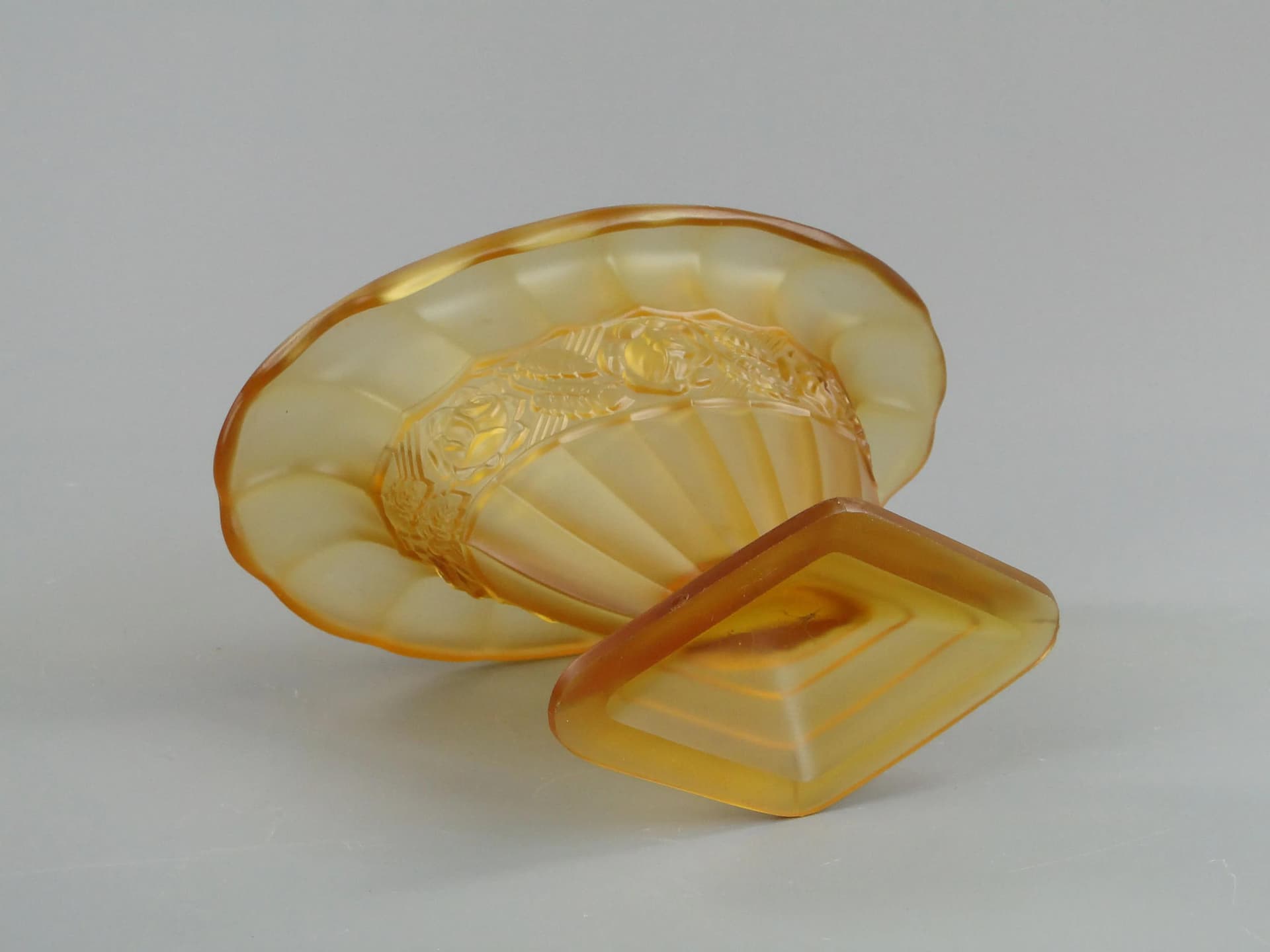 Wazon Art Deco, żółty, szkło, Polska, lata 30. - 24528