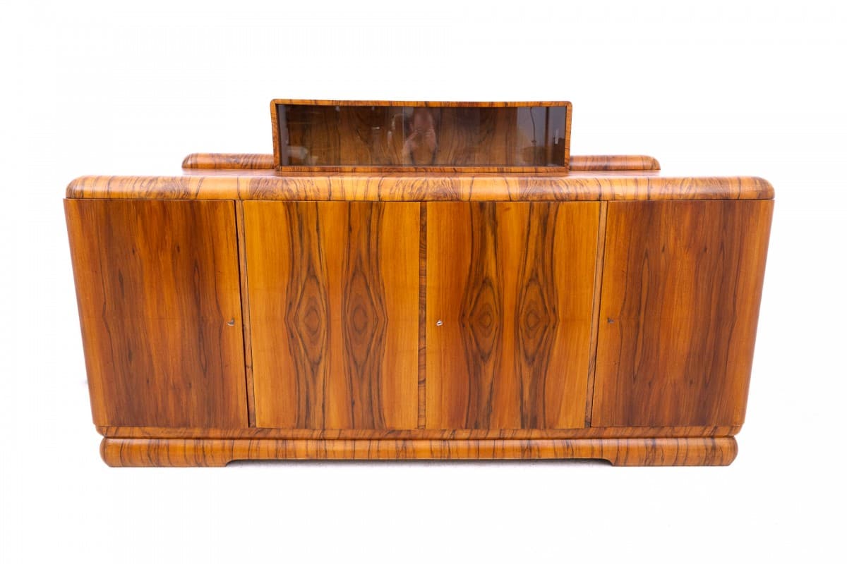 Bufet Art Deco, brązowy czarny, drewno, Polska, lata 40. - 325913