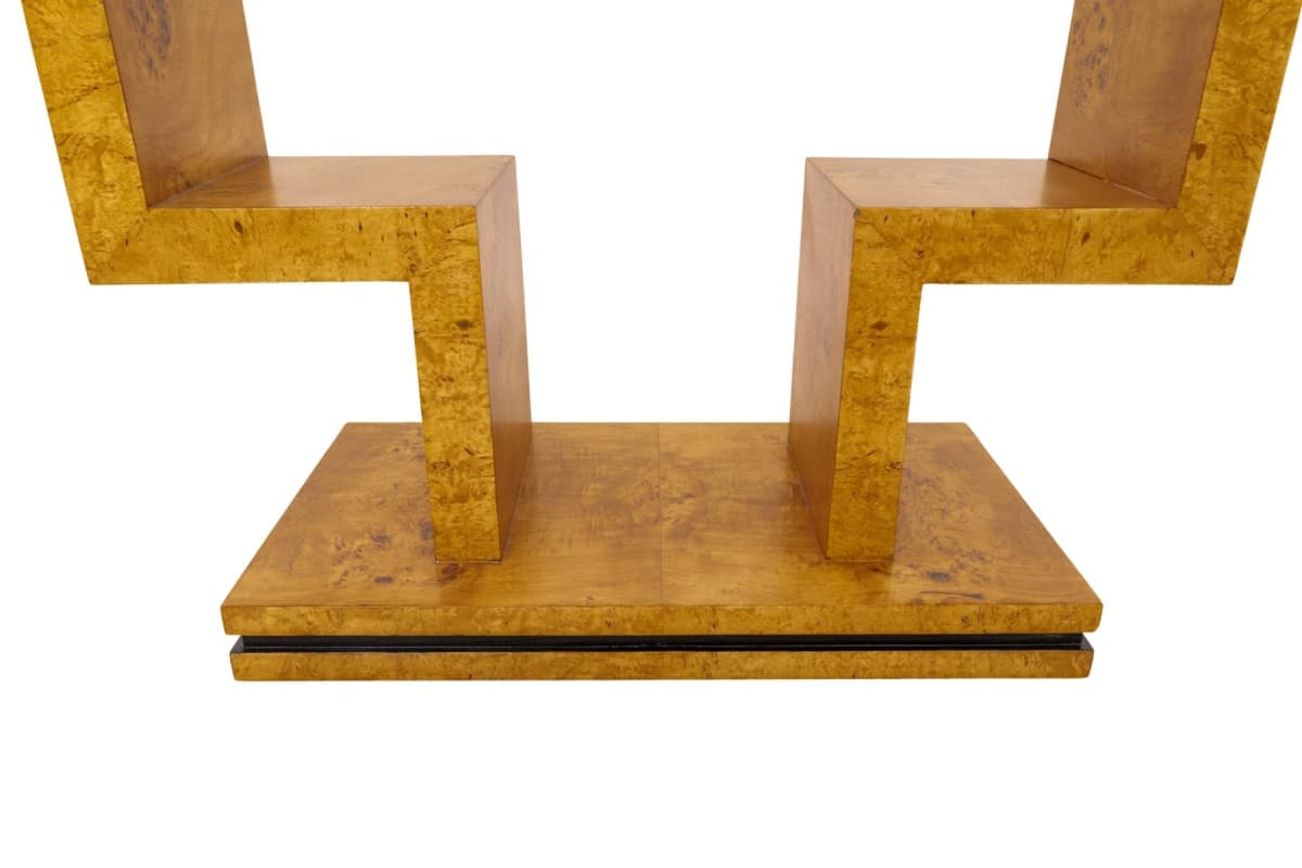 Console Table Art Deco, brown walnut burl, Poland, 1950s. - 325926