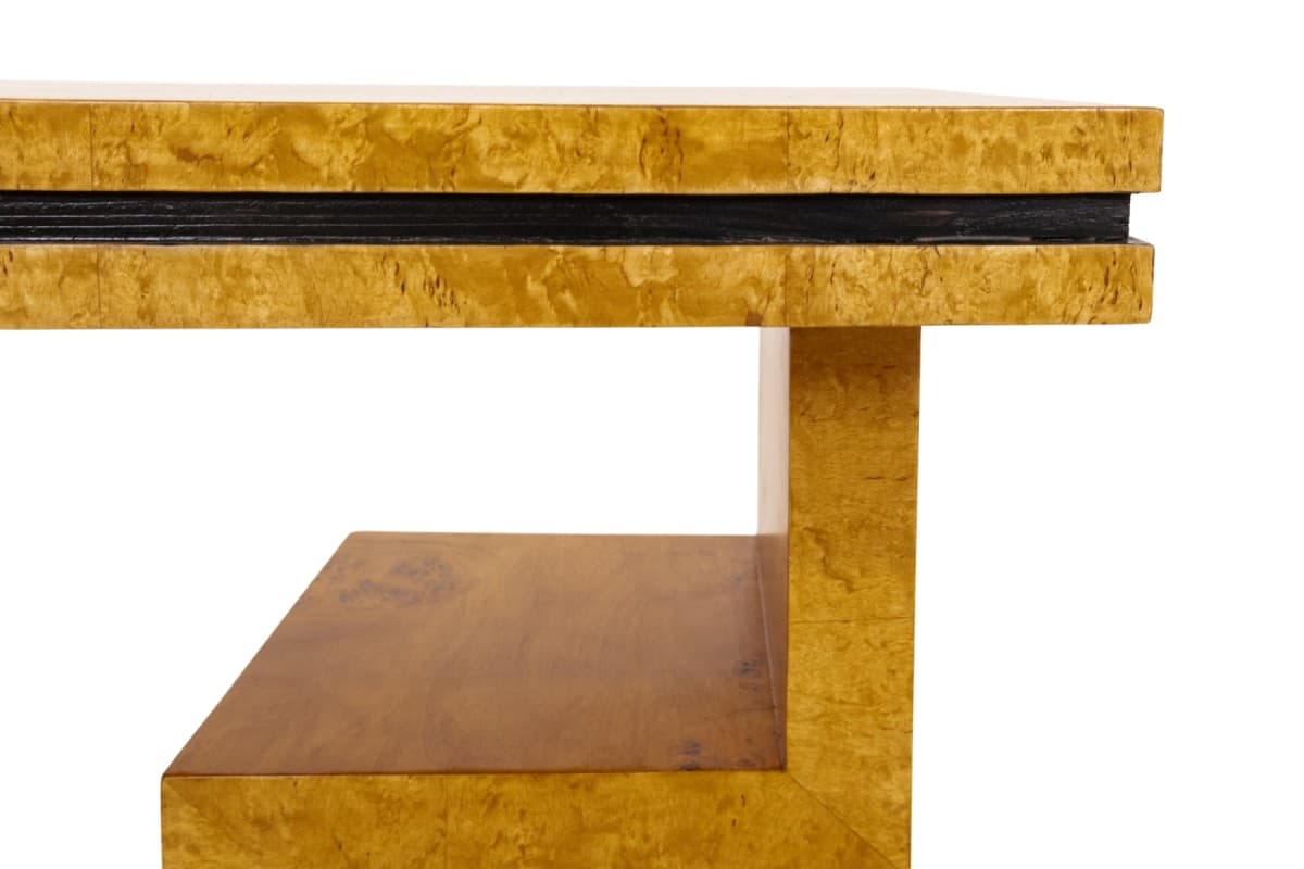 Console Table Art Deco, brown walnut burl, Poland, 1950s. - 325929