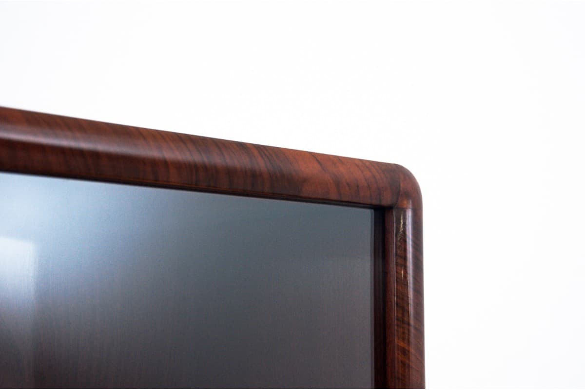 Cabinet Art Deco, brown walnut, transparent glass, Poland, 1940s - 325953