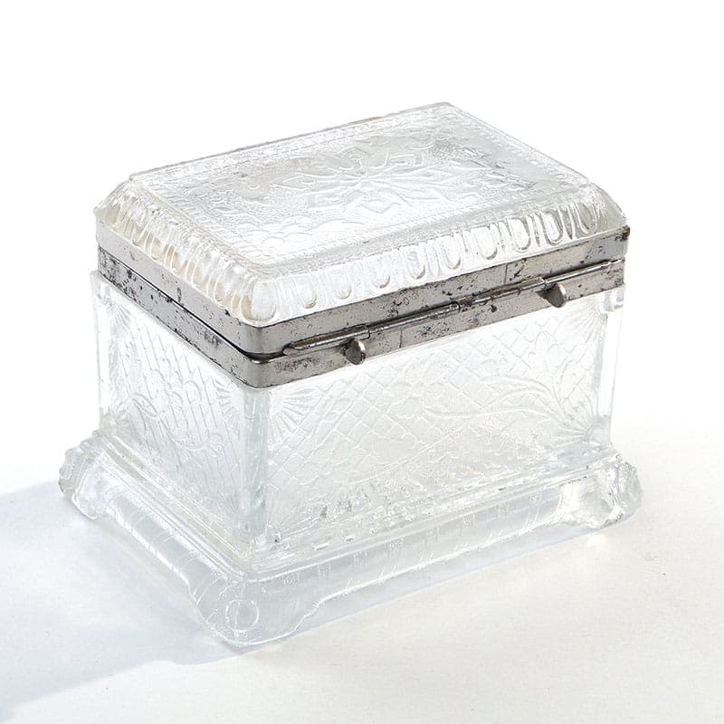 Tea caddy, transparent glass, silver brass, Ząbkowice, Poland, early 20th c. - 326044