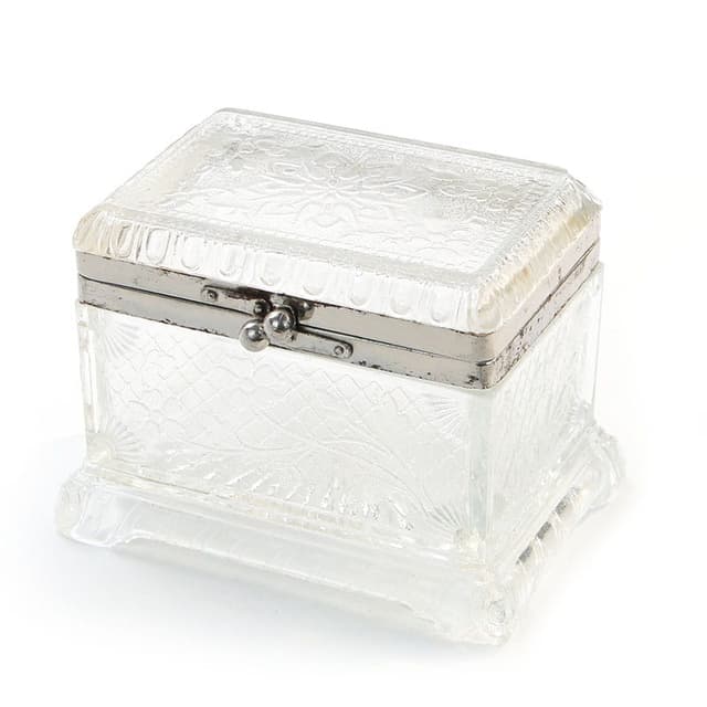 Tea caddy, transparent glass, silver brass, Ząbkowice, Poland, early 20th c. - DIMENSION