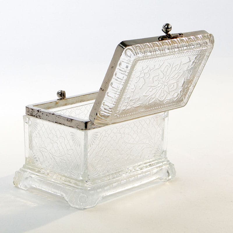 Tea caddy, transparent glass, silver brass, Ząbkowice, Poland, early 20th c. - 326043