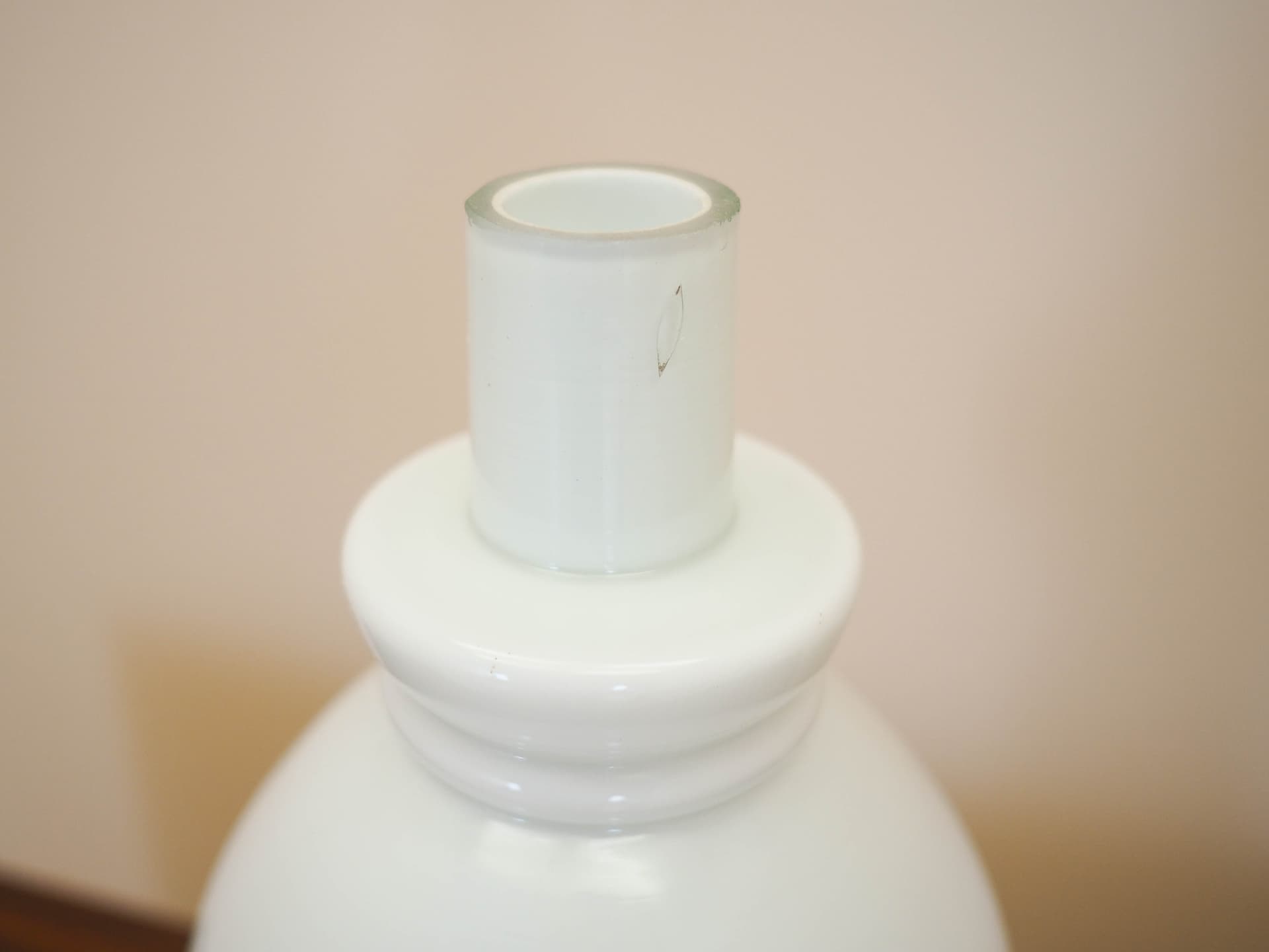 Lampka stołowa, brązowy, ceramika, biały, szkło, Polska, lata 70. - 326053