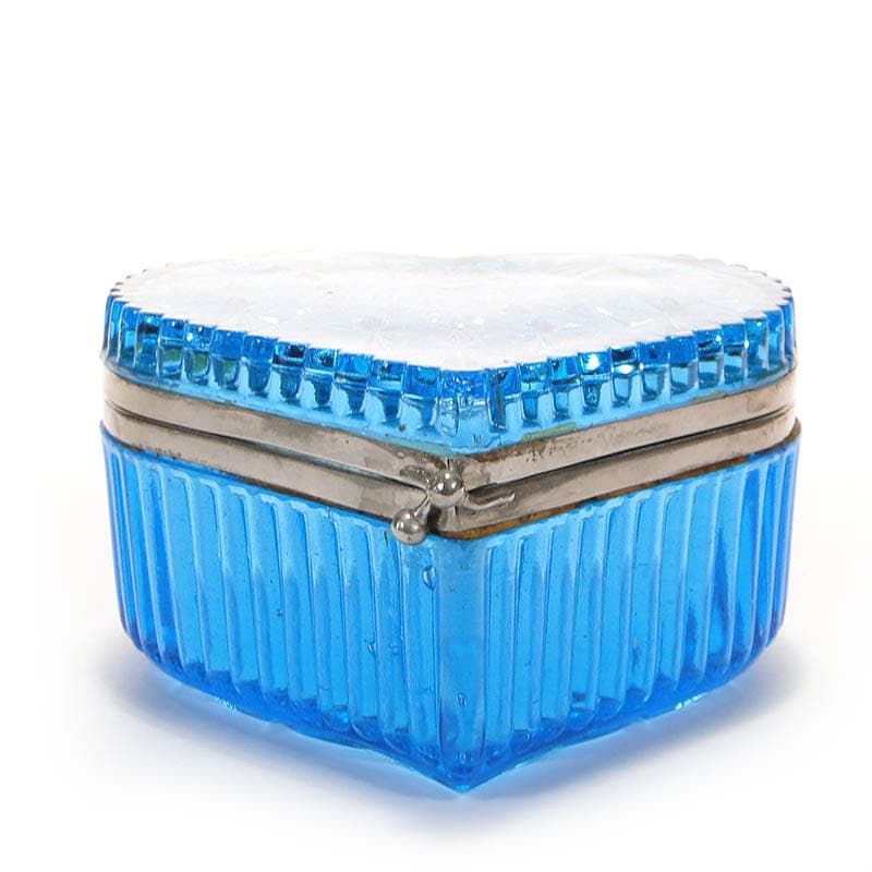 Tea Caddy, blue glass, silver metal, Europe, early 20th c. - 326087