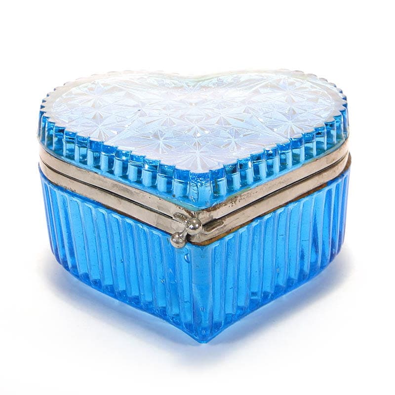 Tea Caddy, blue glass, silver metal, Europe, early 20th c. - 326088