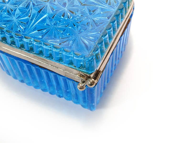 Tea Caddy, blue glass, silver metal, Europe, early 20th c. - 326090