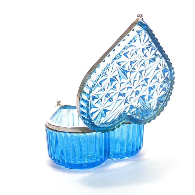 Tea Caddy, blue glass, silver metal, Europe, early 20th c. - 326094