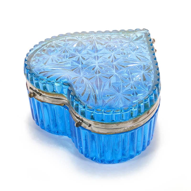 Tea Caddy, blue glass, silver metal, Europe, early 20th c. - 326093