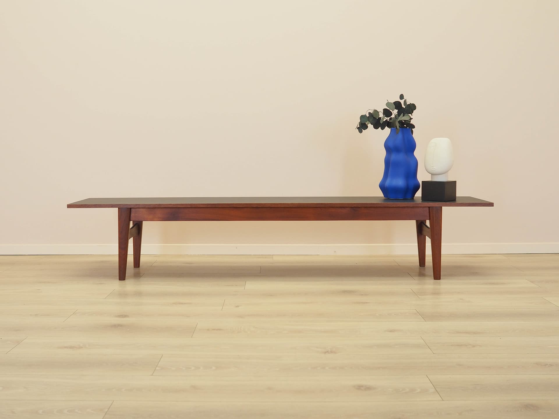 Lowboard, brown teak, black laminate top, Denmark, 1970s. - 326098