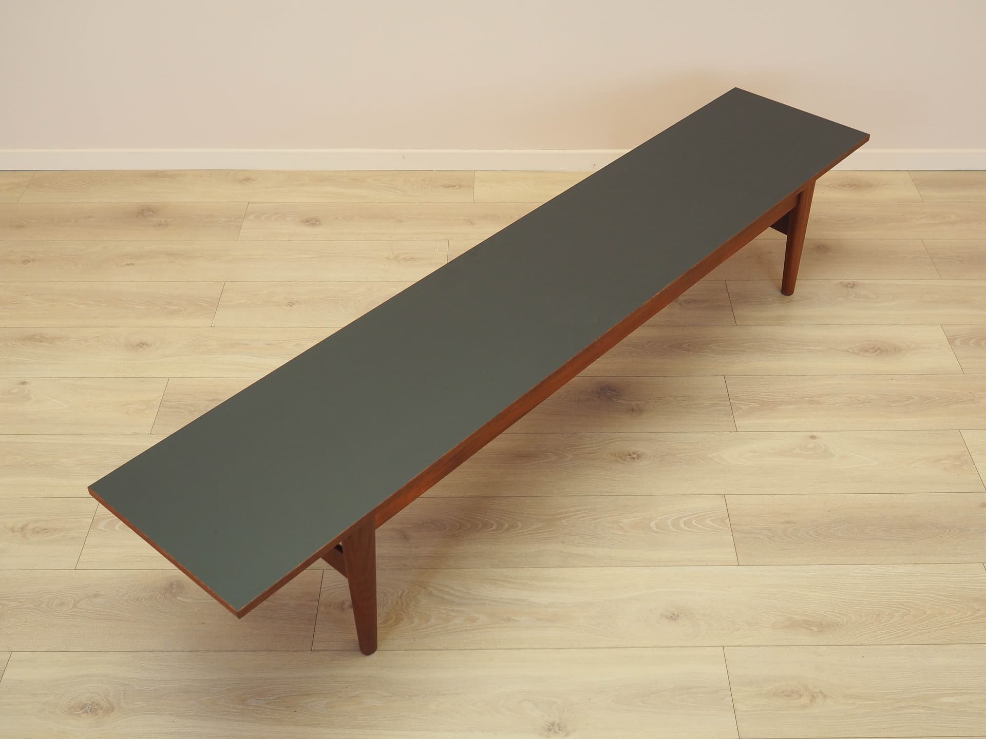 Lowboard, brown teak, black laminate top, Denmark, 1970s. - 326102