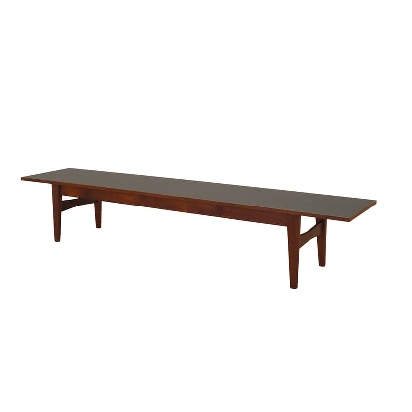Lowboard, brown teak, black laminate top, Denmark, 1970s.