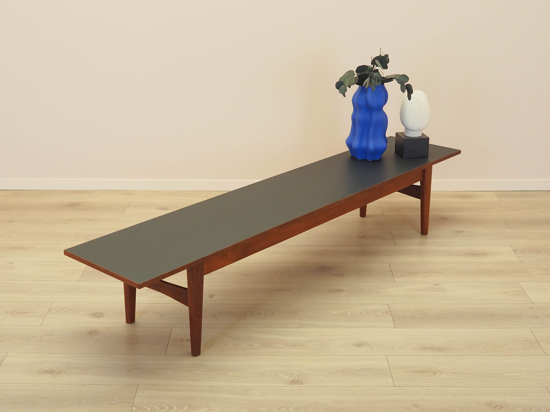 Lowboard, brown teak, black laminate top, Denmark, 1970s. - 326101
