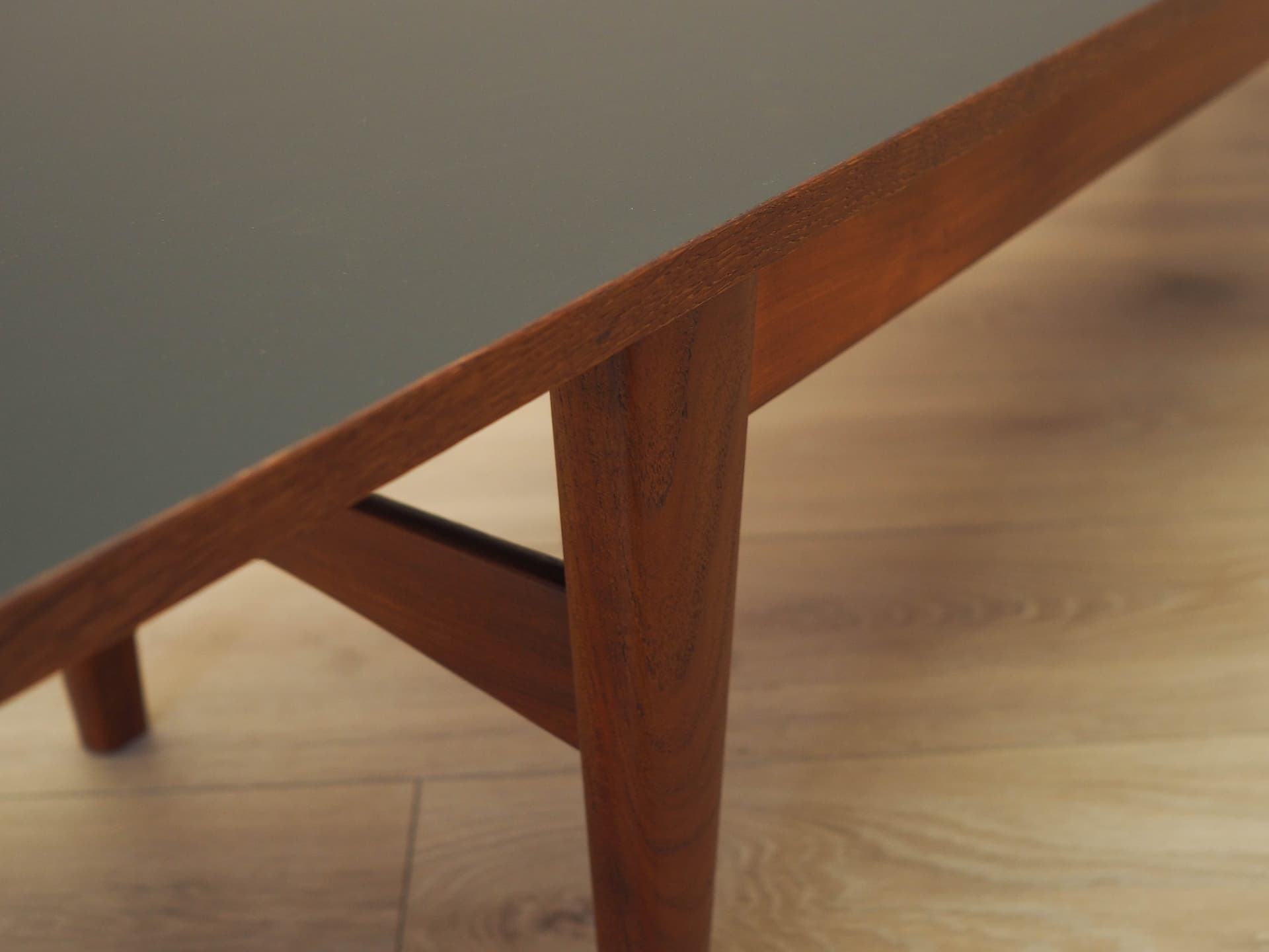Lowboard, brown teak, black laminate top, Denmark, 1970s. - 326105