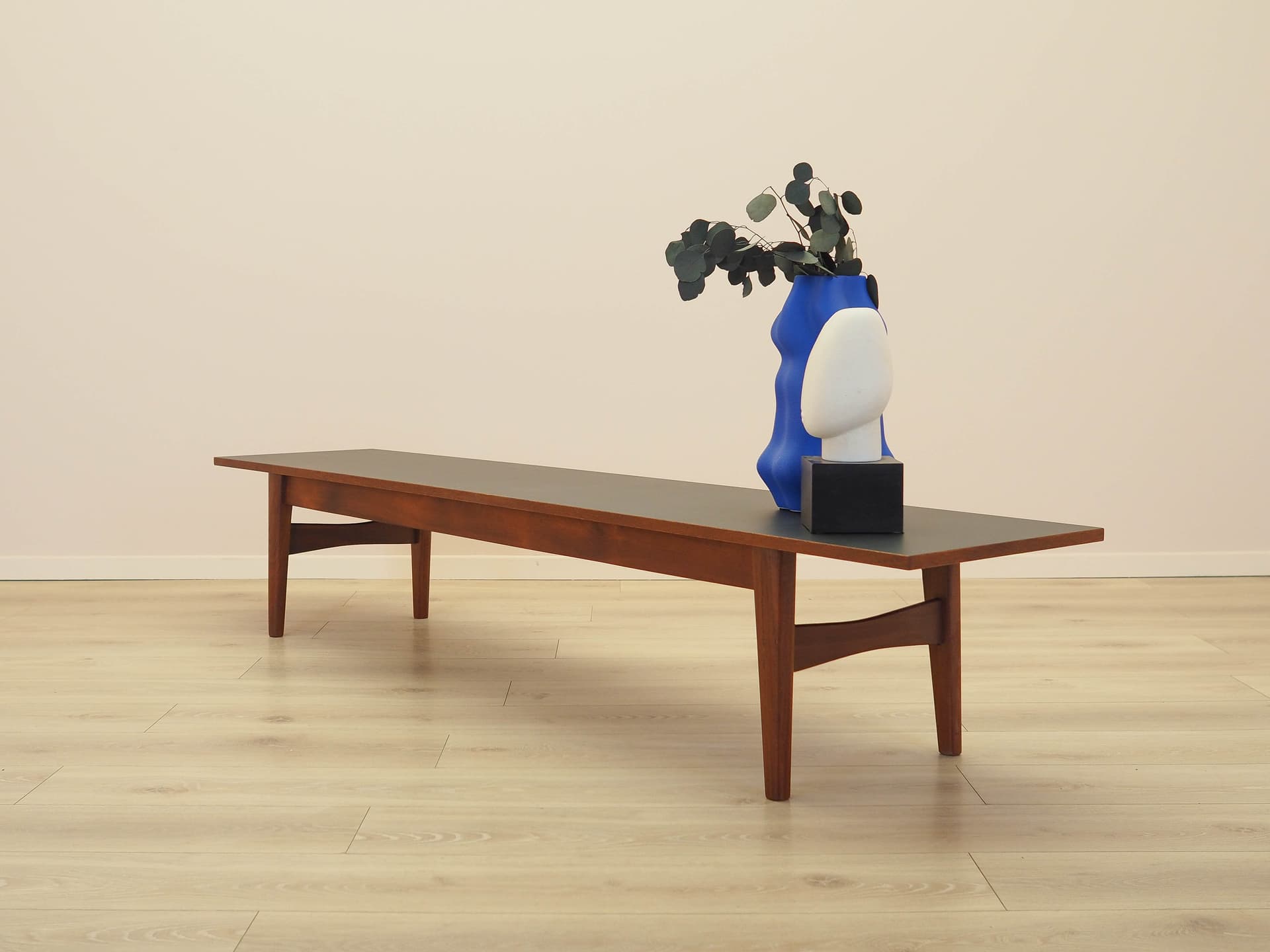 Lowboard, brown teak, black laminate top, Denmark, 1970s. - 326099