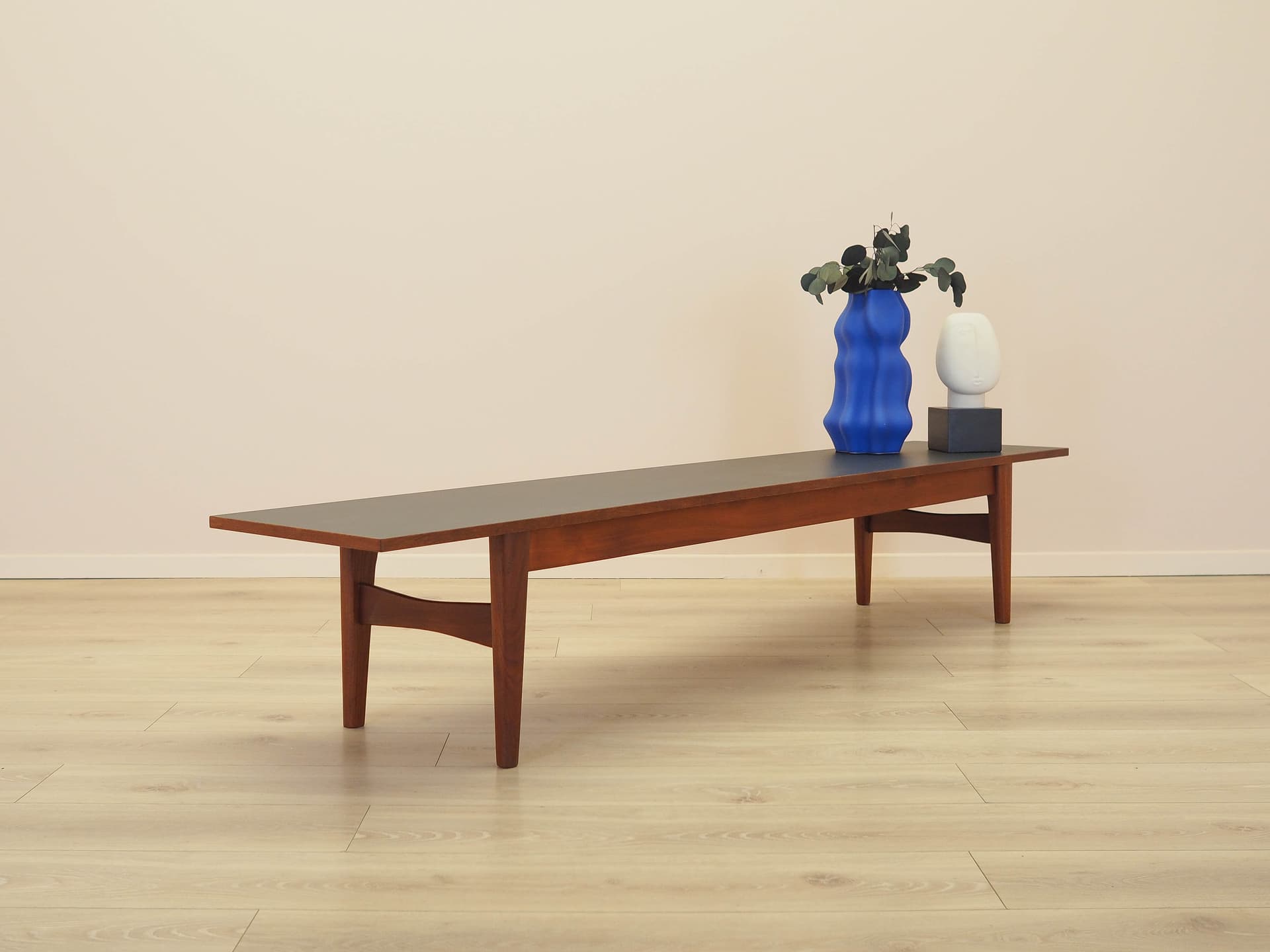 Lowboard, brown teak, black laminate top, Denmark, 1970s. - 326100