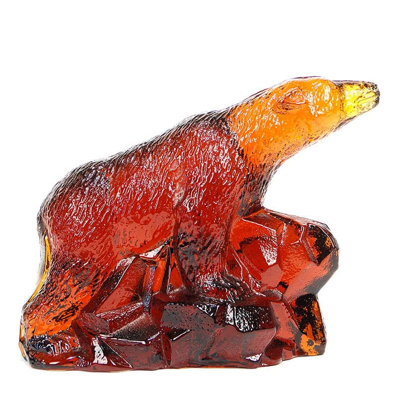 Bear figurine, Art Deco, amber transparent soda-lime glass, Ząbkowice, Poland, 1920s. - 326127