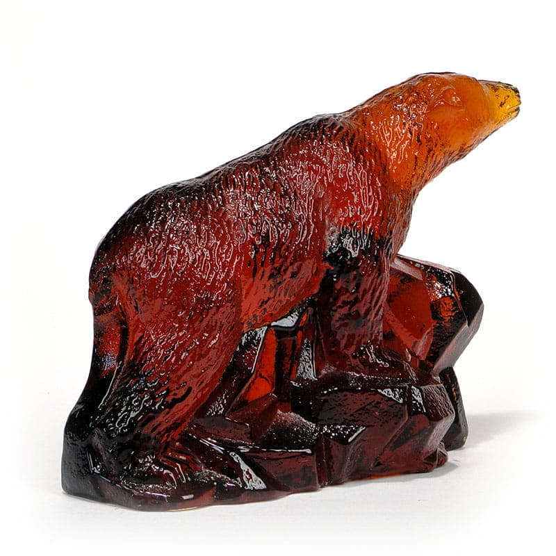 Bear figurine, Art Deco, amber transparent soda-lime glass, Ząbkowice, Poland, 1920s. - 326123