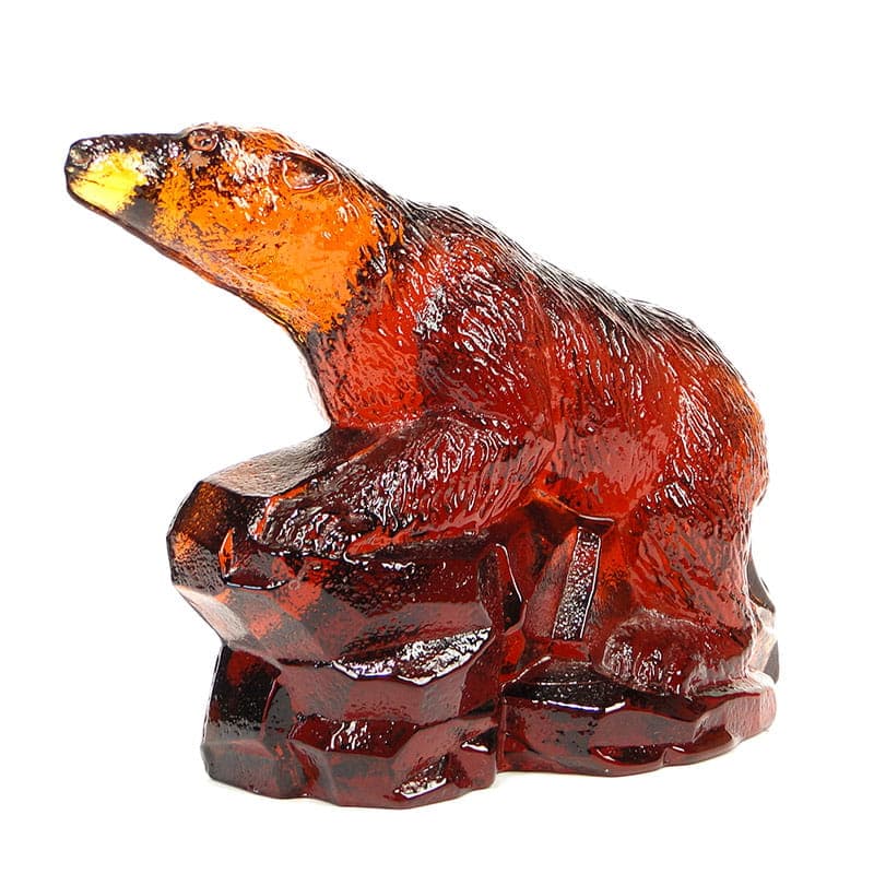 Bear figurine, Art Deco, amber transparent soda-lime glass, Ząbkowice, Poland, 1920s. - 326128