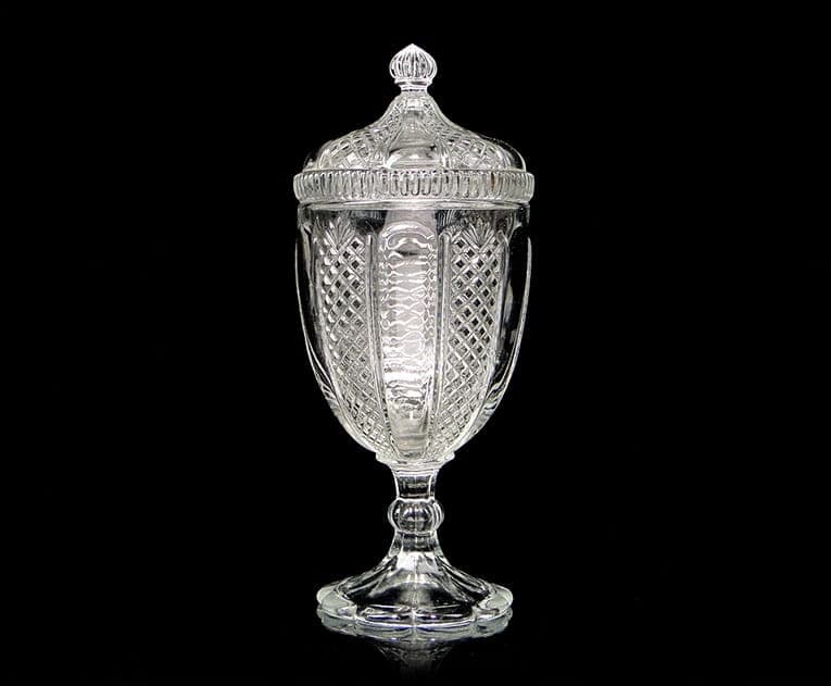 Glass bonbonniere, transparent, Ząbkowice Glassworks, Poland, early 20th c. - 326136