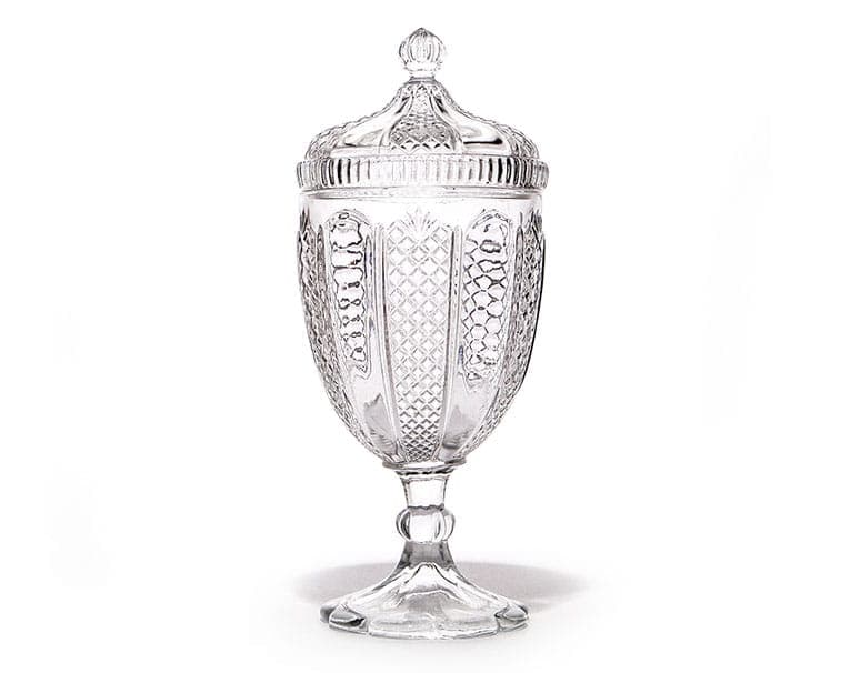 Glass bonbonniere, transparent, Ząbkowice Glassworks, Poland, early 20th c. - 326137