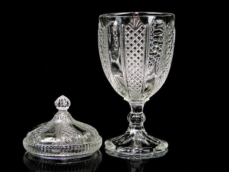 Glass bonbonniere, transparent, Ząbkowice Glassworks, Poland, early 20th c. - 326135