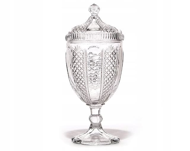 Glass bonbonniere, transparent, Ząbkowice Glassworks, Poland, early 20th c. - DIMENSION