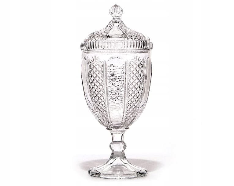 Glass bonbonniere, transparent, Ząbkowice Glassworks, Poland, early 20th c.