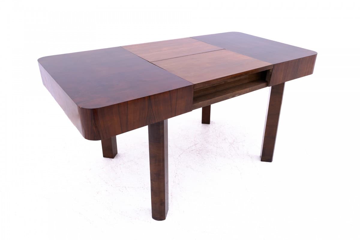 Dining Table Art Deco, brown walnut, by J. Halabala, Poland, 1930s - 326143
